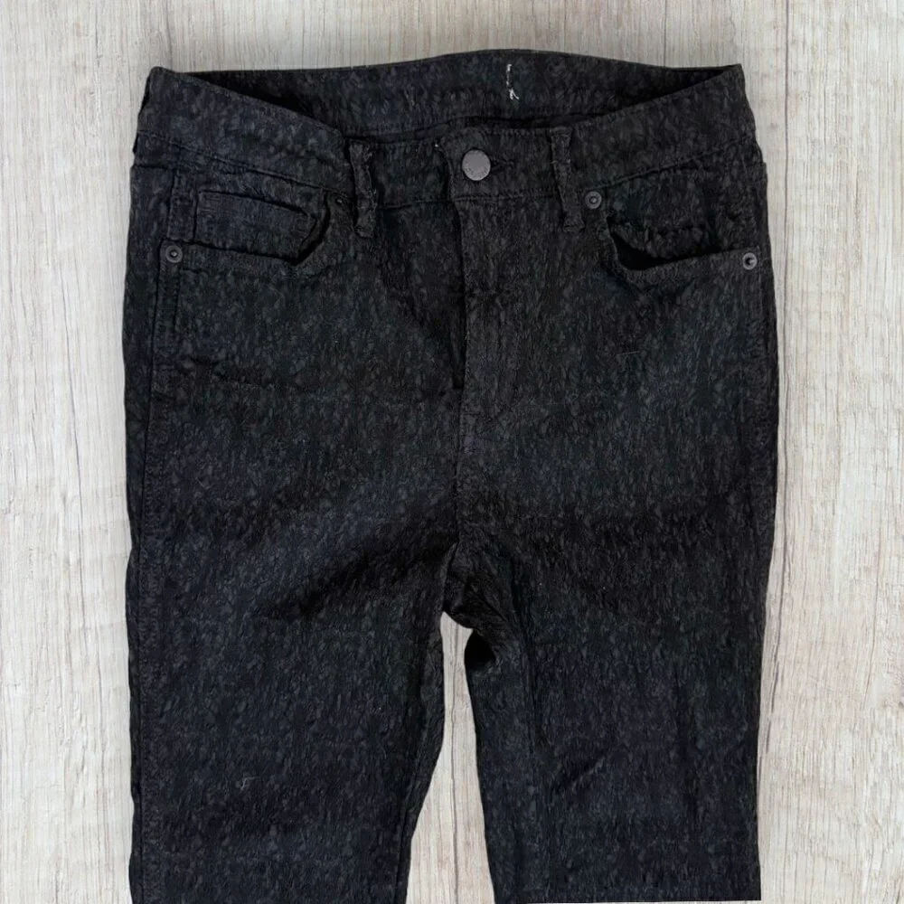 FREE PEOPLE Urban Outfitters Black Textured Skinny Stretch Ankle Pants Womens 27